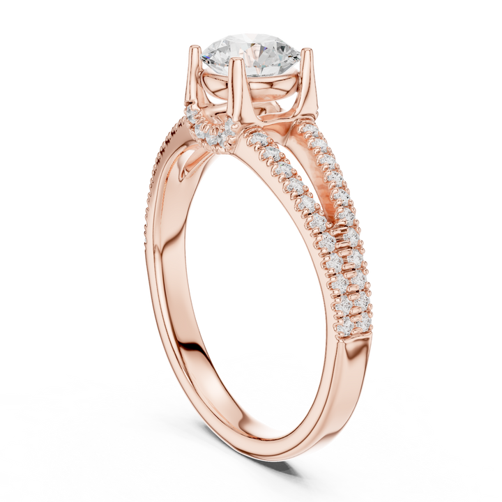 Modern Round Diamond Engagement Ring with Split Shank Ring