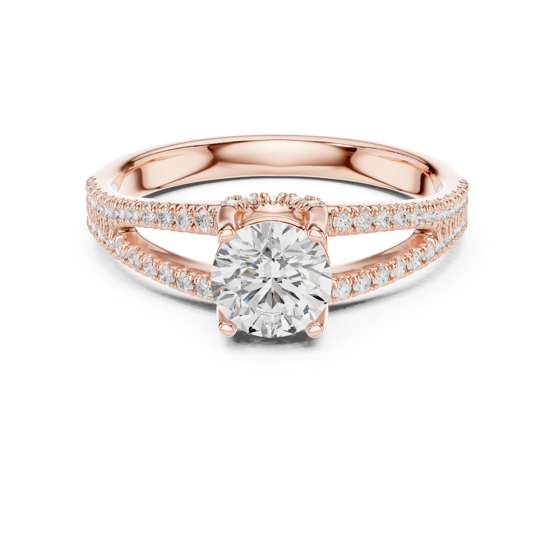 Modern Round Diamond Engagement Ring with Split Shank Ring