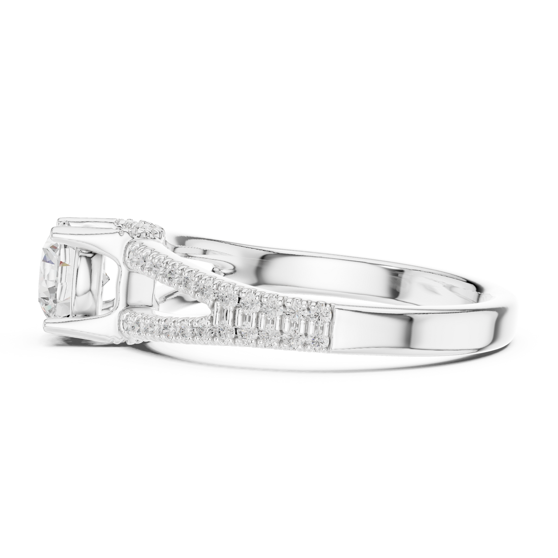 Modern Round Diamond Engagement Ring with Split Shank Ring