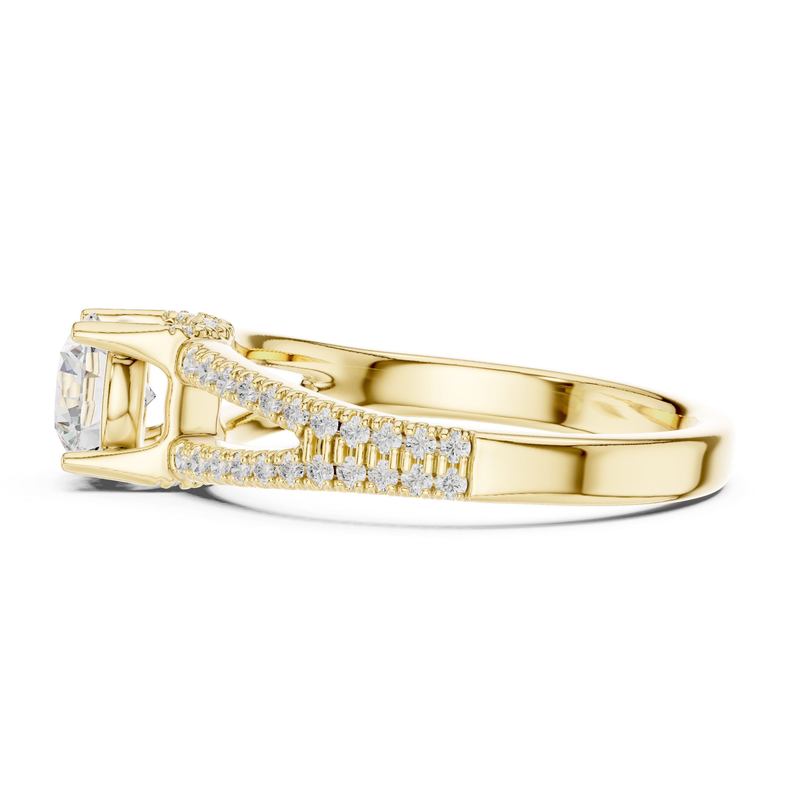 Modern Round Diamond Engagement Ring with Split Shank Ring