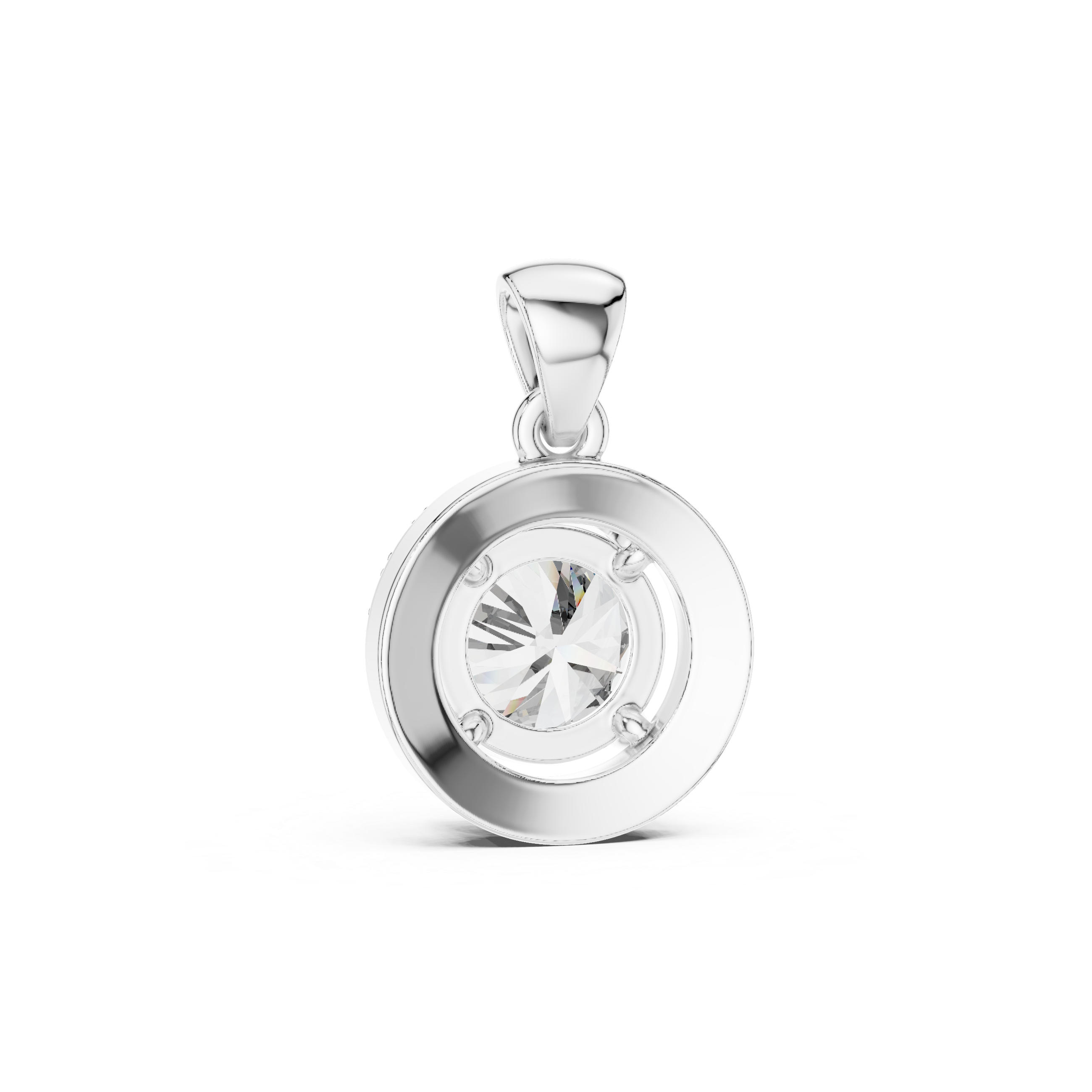 Contemporary Halo Diamond Necklace | Round Cut White Gold Pendant