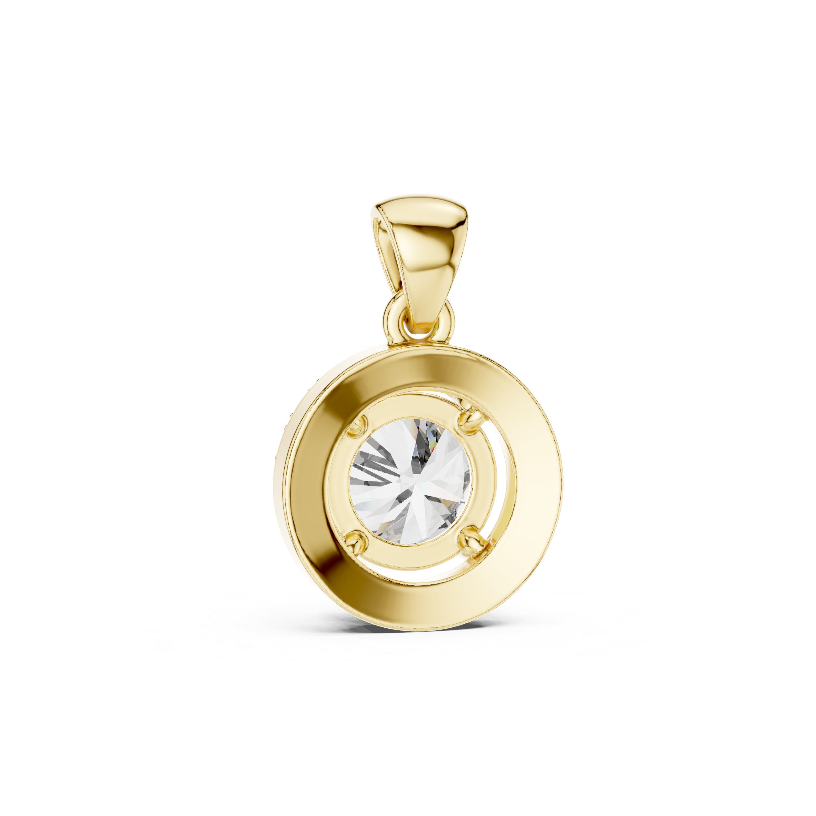 Contemporary Halo Diamond Necklace | Round Cut White Gold Pendant