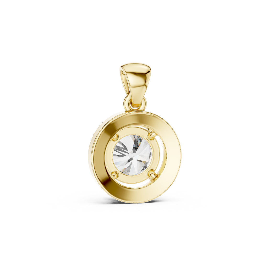 Contemporary Halo Diamond Necklace | Round Cut White Gold Pendant