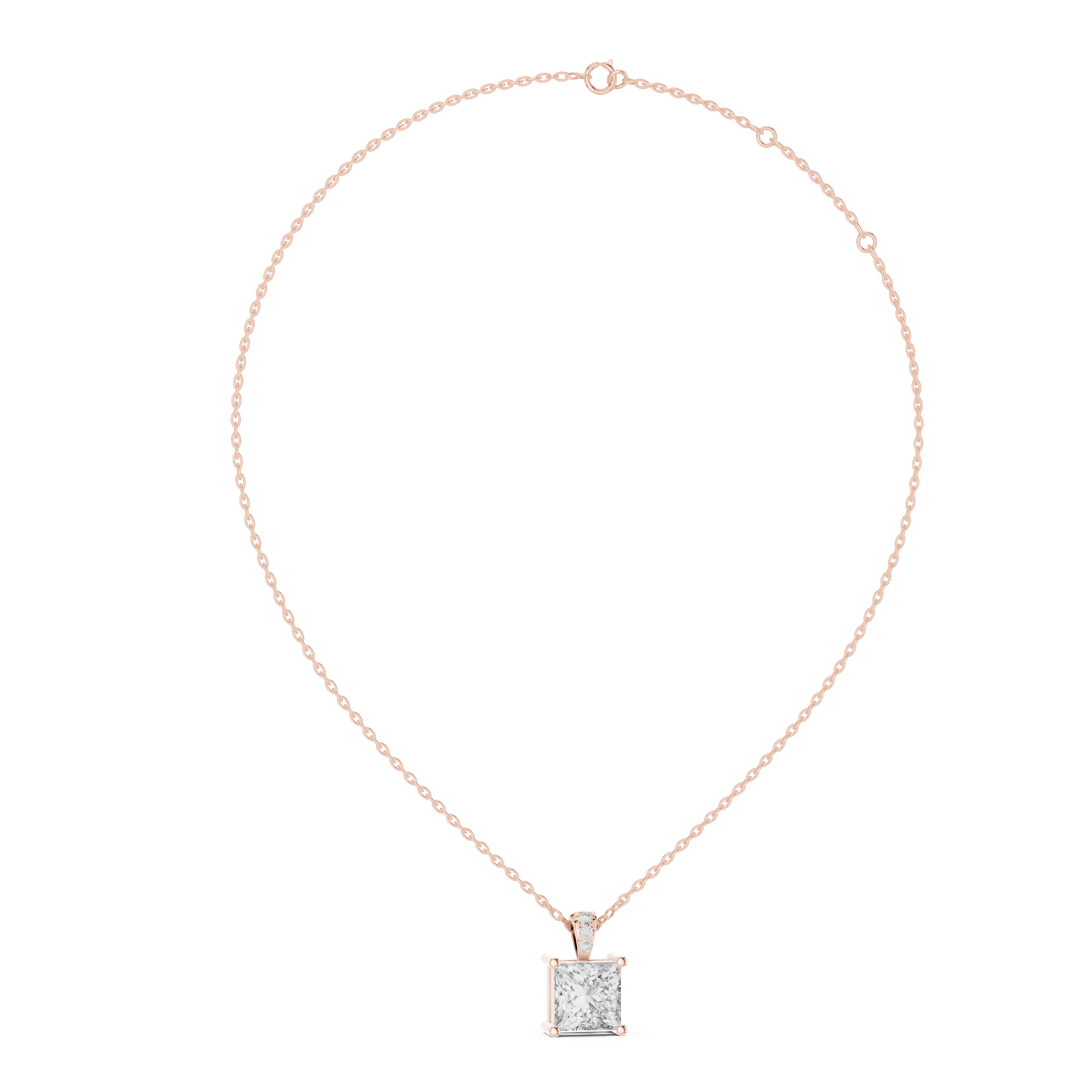 Minimalist Princess Cut Diamond Pendant For Womens