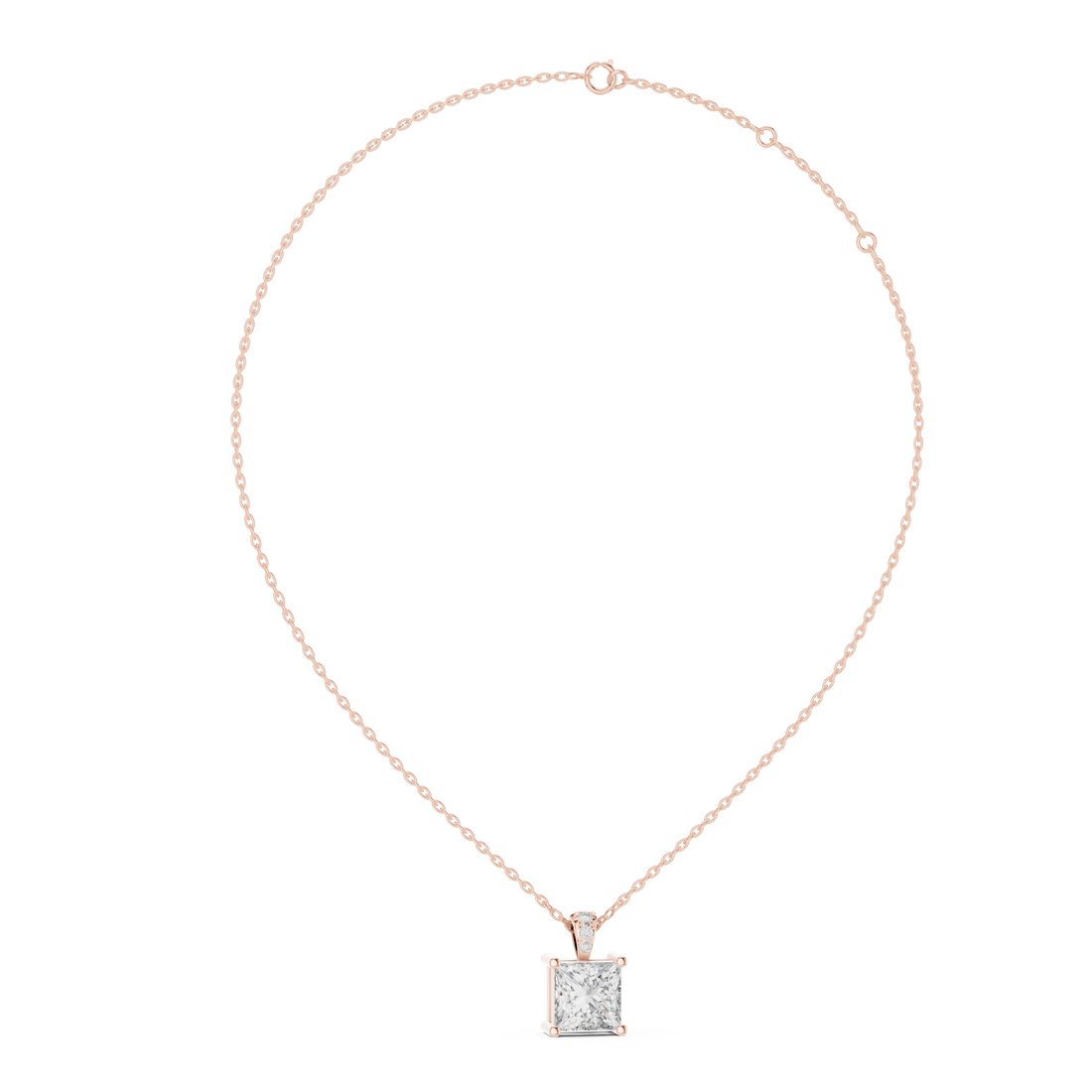 Minimalist Princess Cut Diamond Pendant For Womens