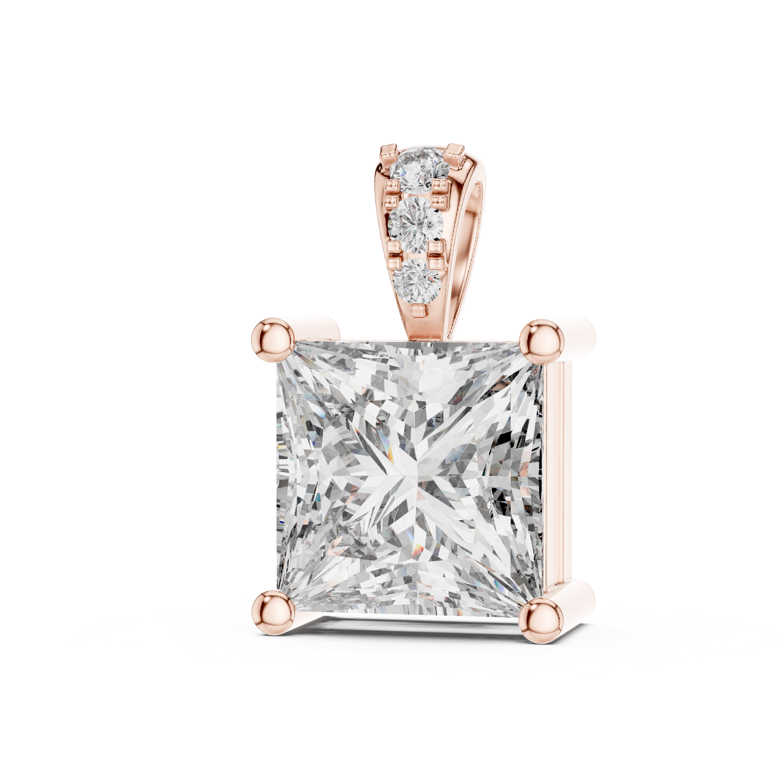 Minimalist Princess Cut Diamond Pendant For Womens