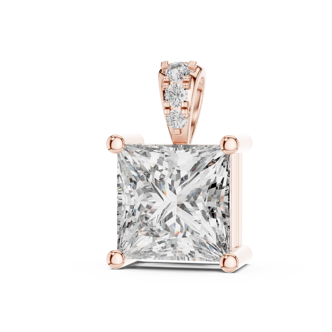 Minimalist Princess Cut Diamond Pendant For Womens