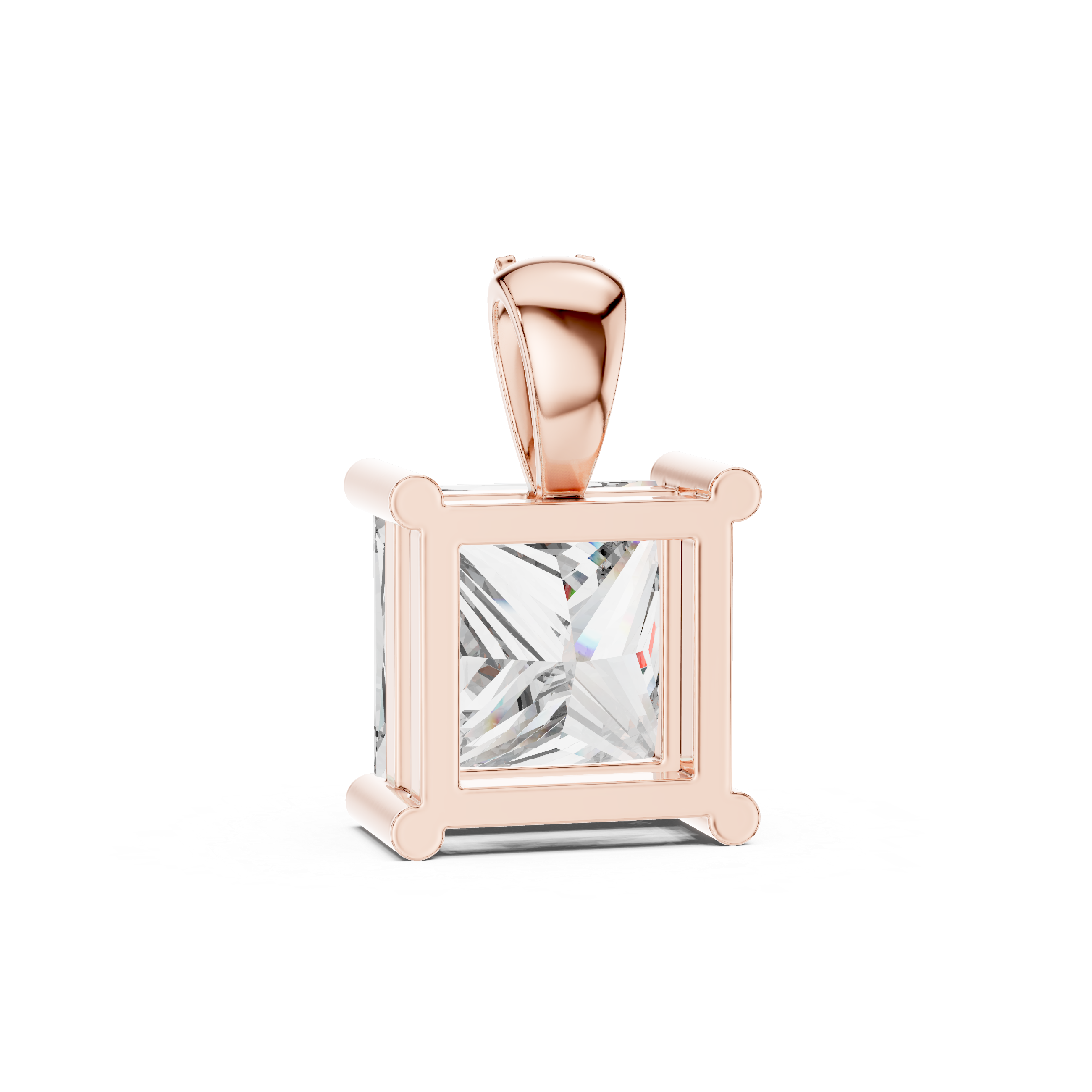 Minimalist Princess Cut Diamond Pendant For Womens