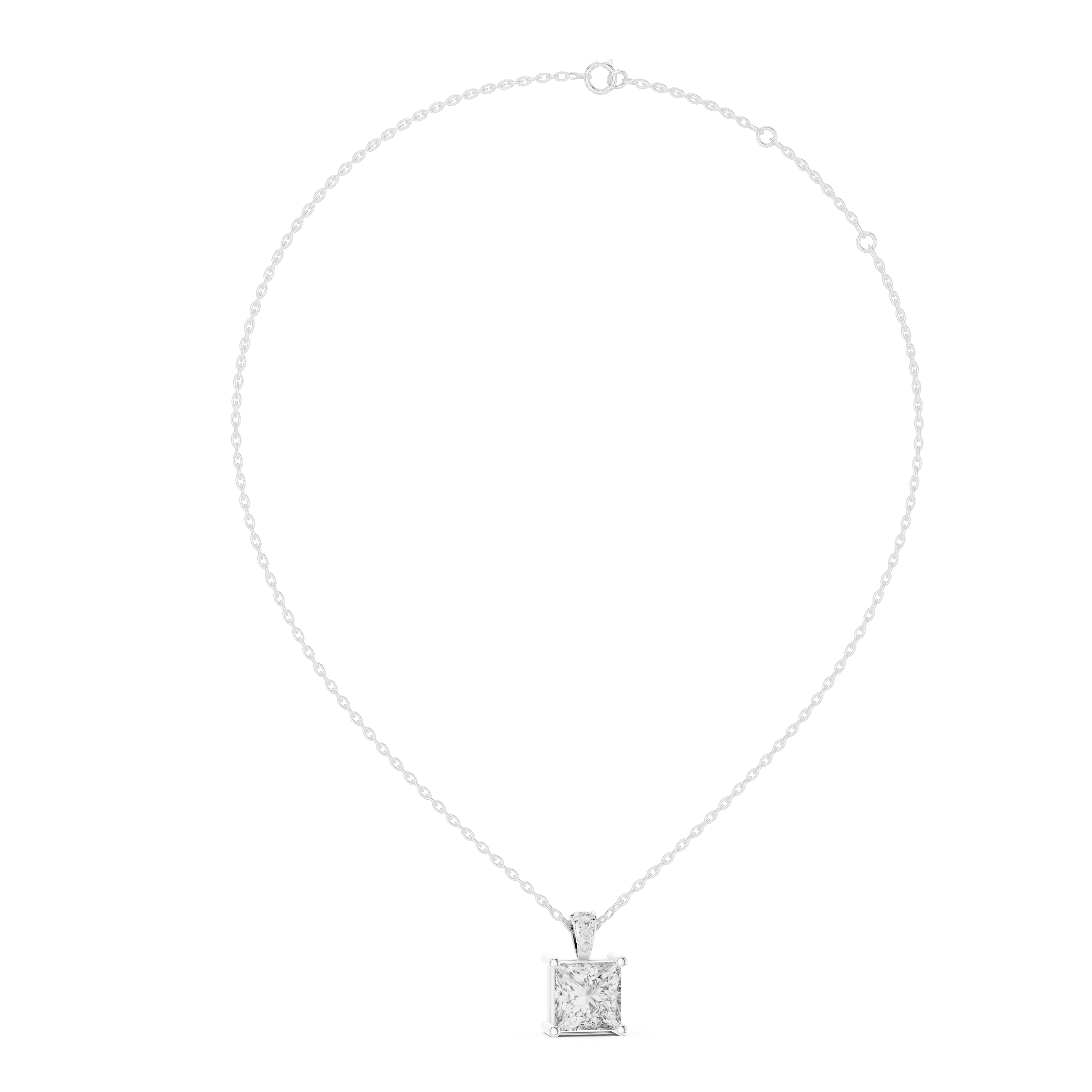 Minimalist Princess Cut Diamond Pendant For Womens