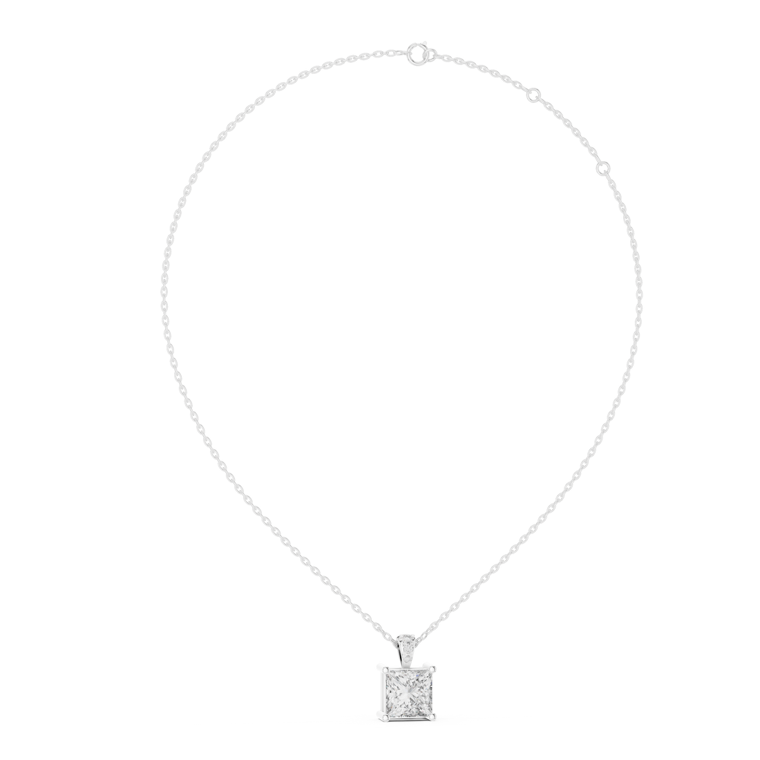 Minimalist Princess Cut Diamond Pendant For Womens