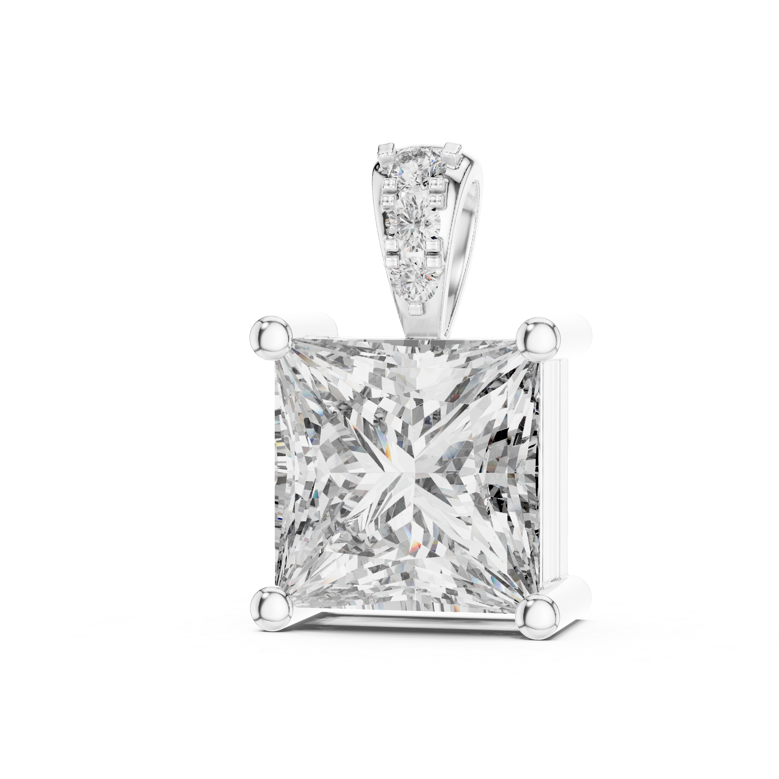 Minimalist Princess Cut Diamond Pendant For Womens
