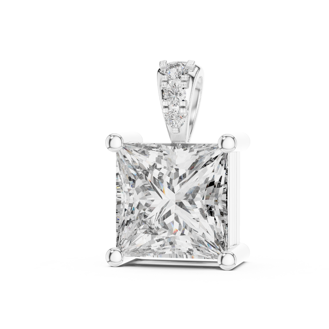Minimalist Princess Cut Diamond Pendant For Womens