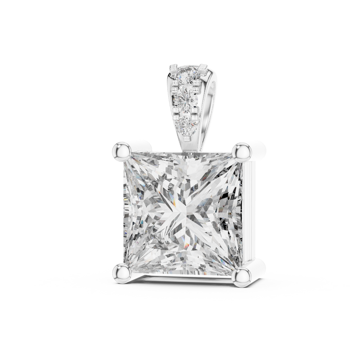 Minimalist Princess Cut Diamond Pendant For Womens