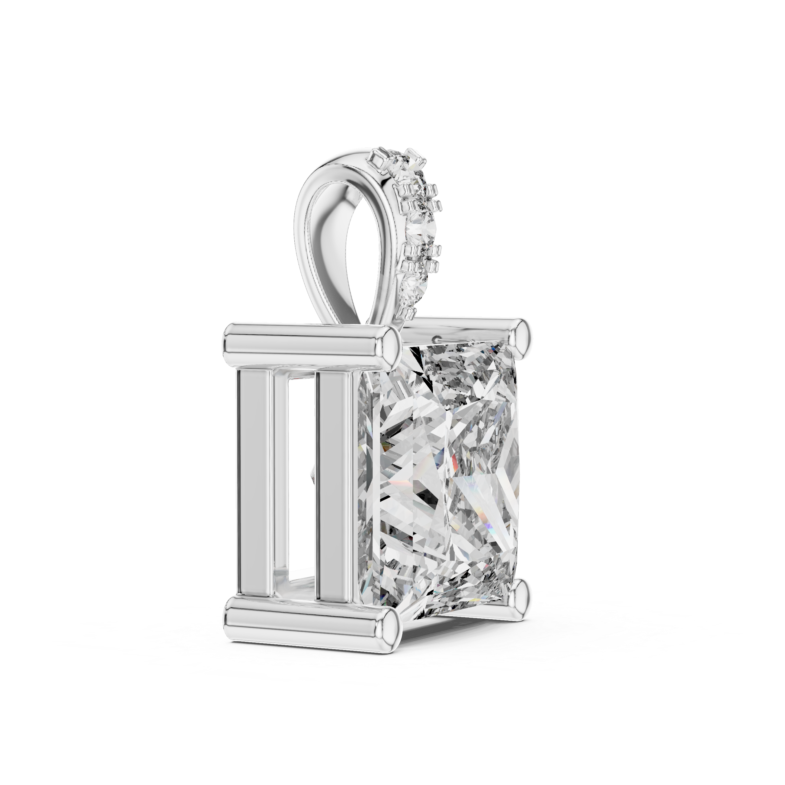 Minimalist Princess Cut Diamond Pendant For Womens