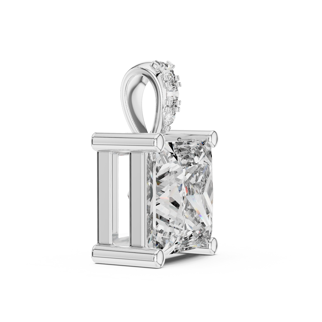 Minimalist Princess Cut Diamond Pendant For Womens