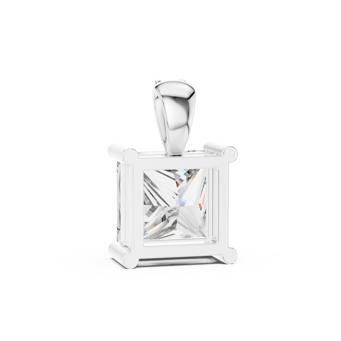 Minimalist Princess Cut Diamond Pendant For Womens