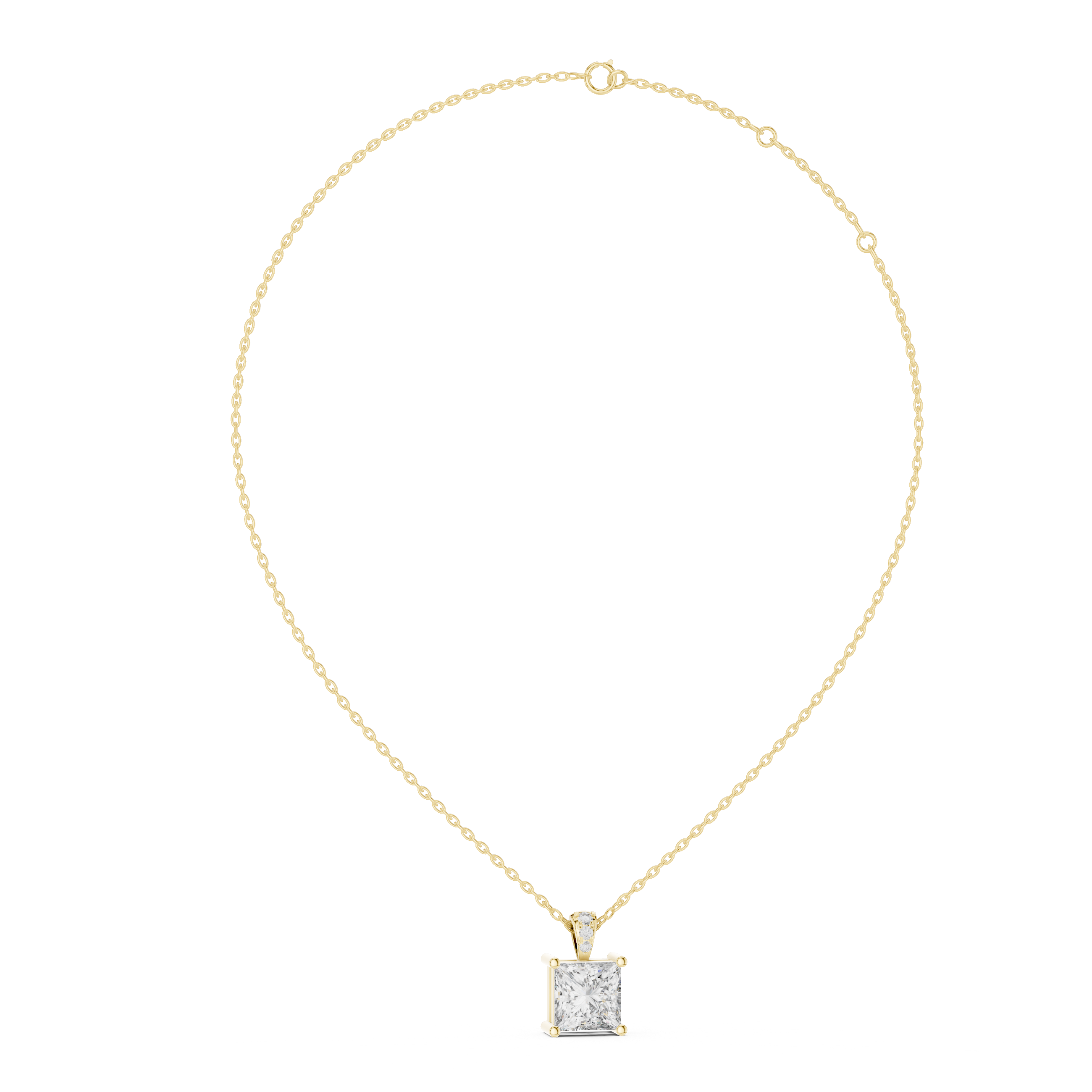 Minimalist Princess Cut Diamond Pendant For Womens