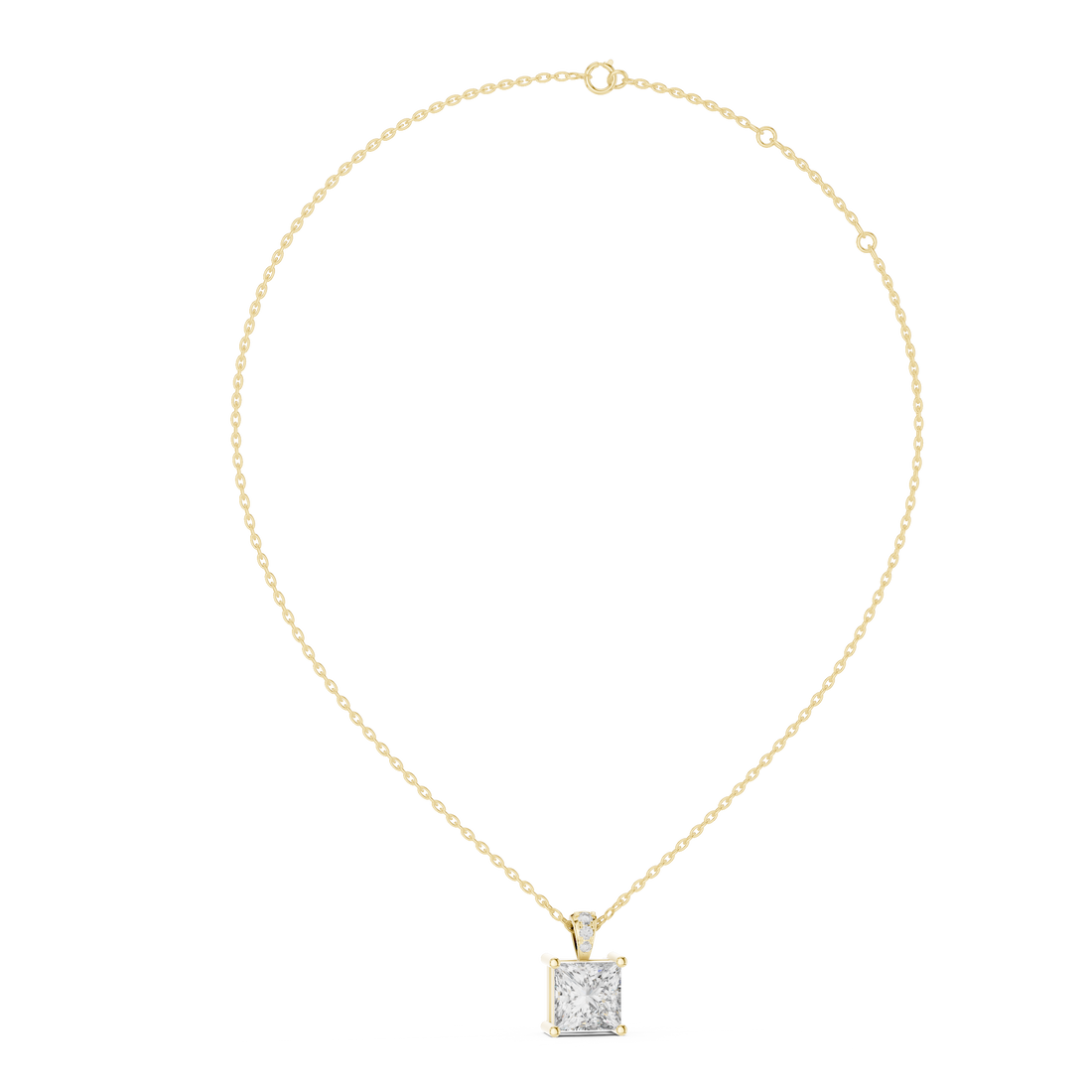 Minimalist Princess Cut Diamond Pendant For Womens
