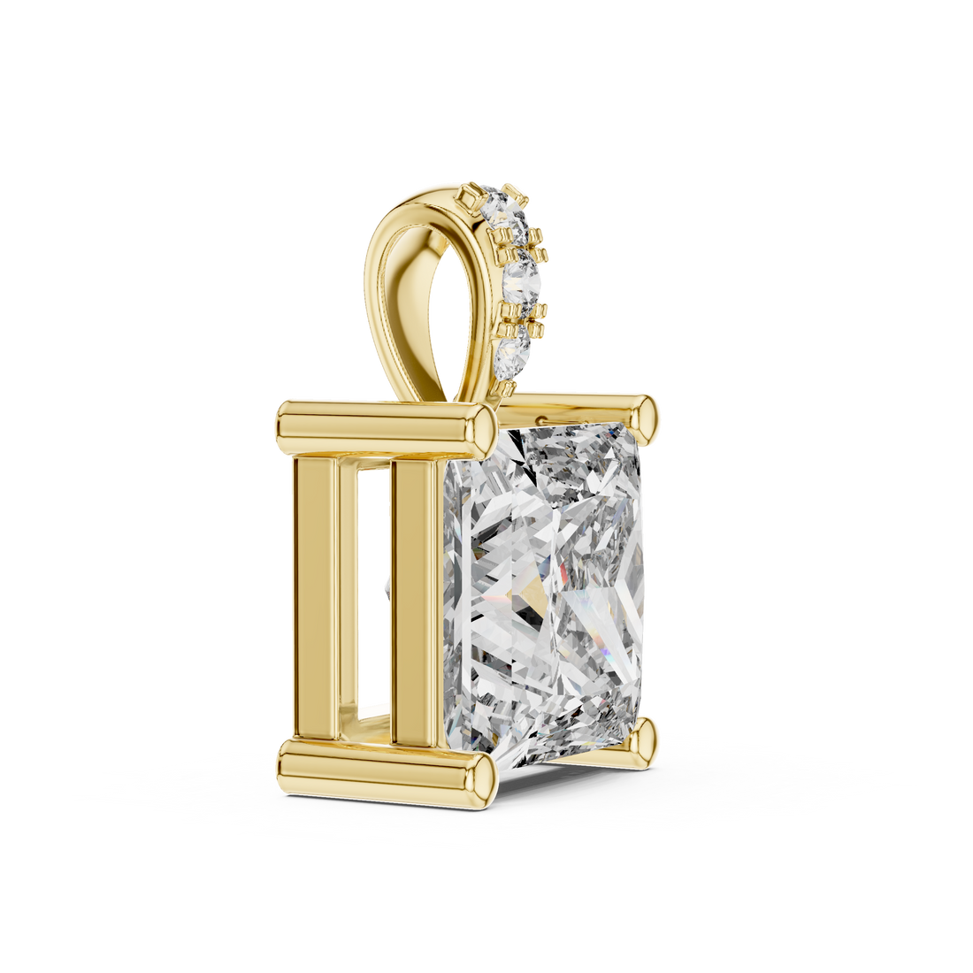 Minimalist Princess Cut Diamond Pendant For Womens