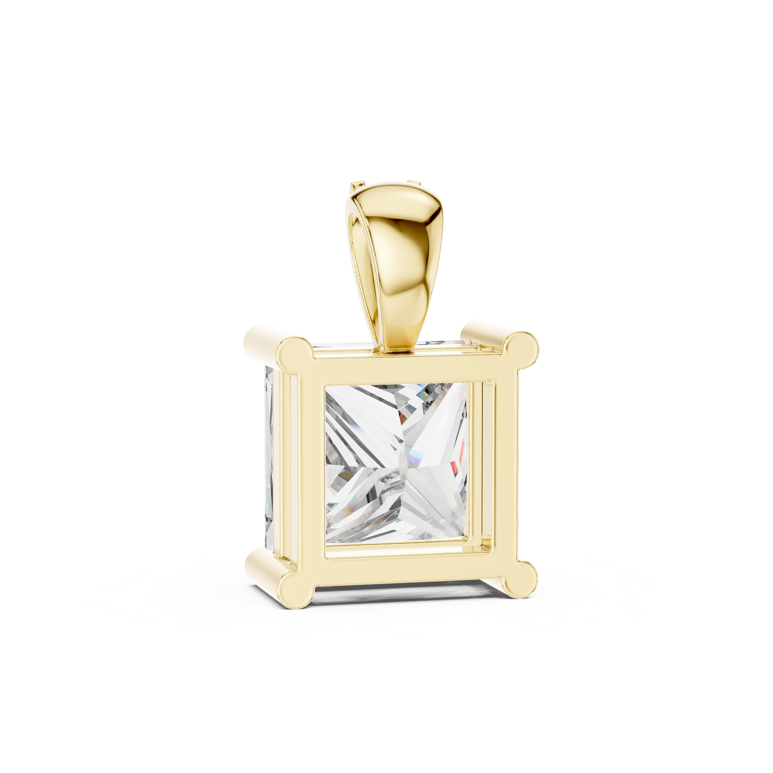 Minimalist Princess Cut Diamond Pendant For Womens