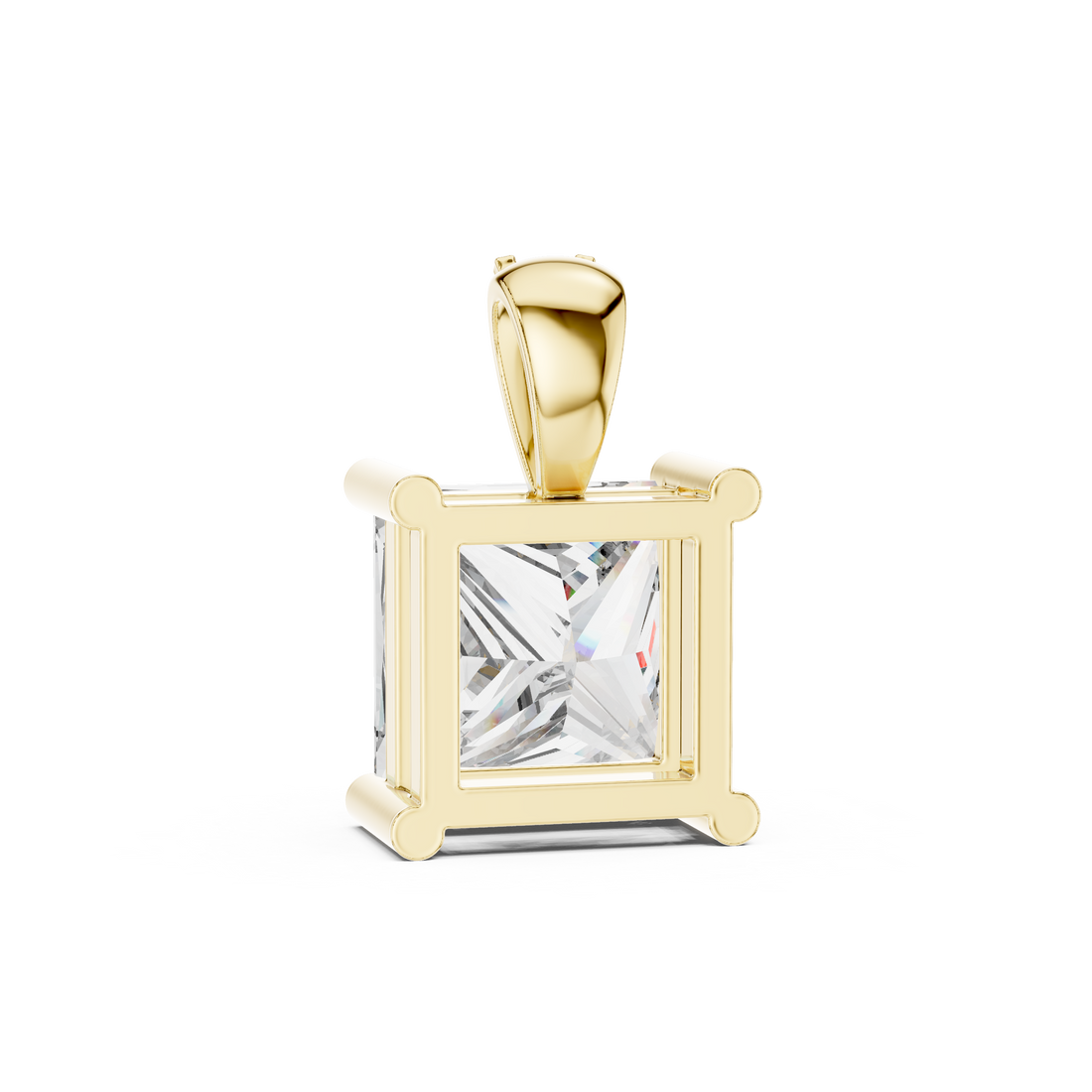 Minimalist Princess Cut Diamond Pendant For Womens