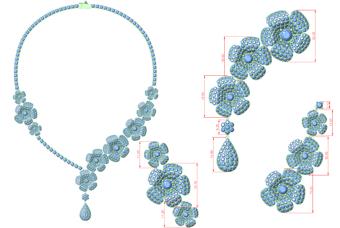 Modern White Gold Diamond Fashion Necklace for Women, Luxury Floral Bridal Statement Jewelry, Elegant Gift for Her