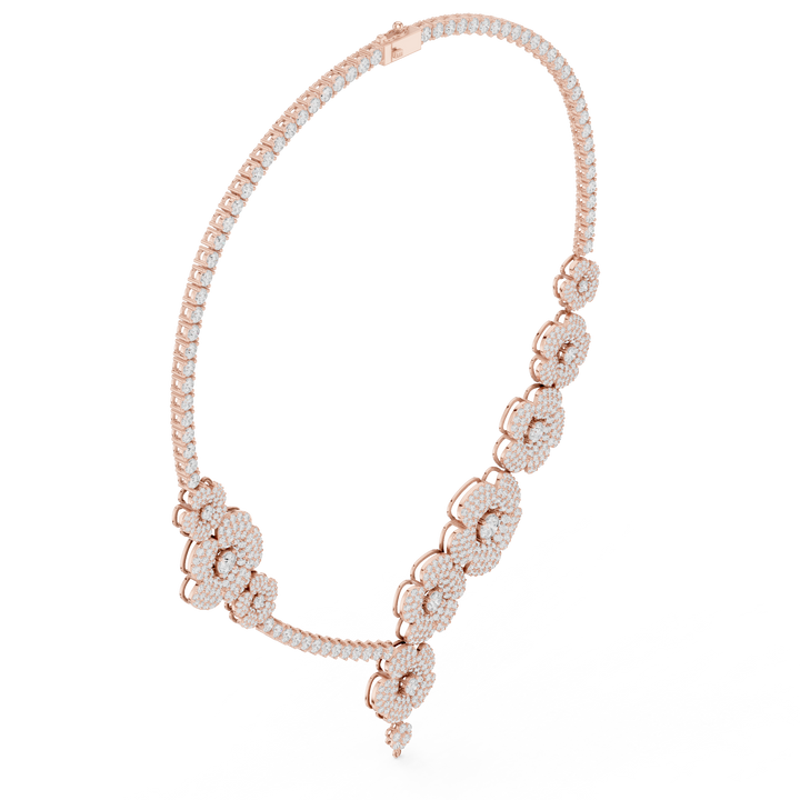 Modern White Gold Diamond Fashion Necklace for Women, Luxury Floral Bridal Statement Jewelry, Elegant Gift for Her