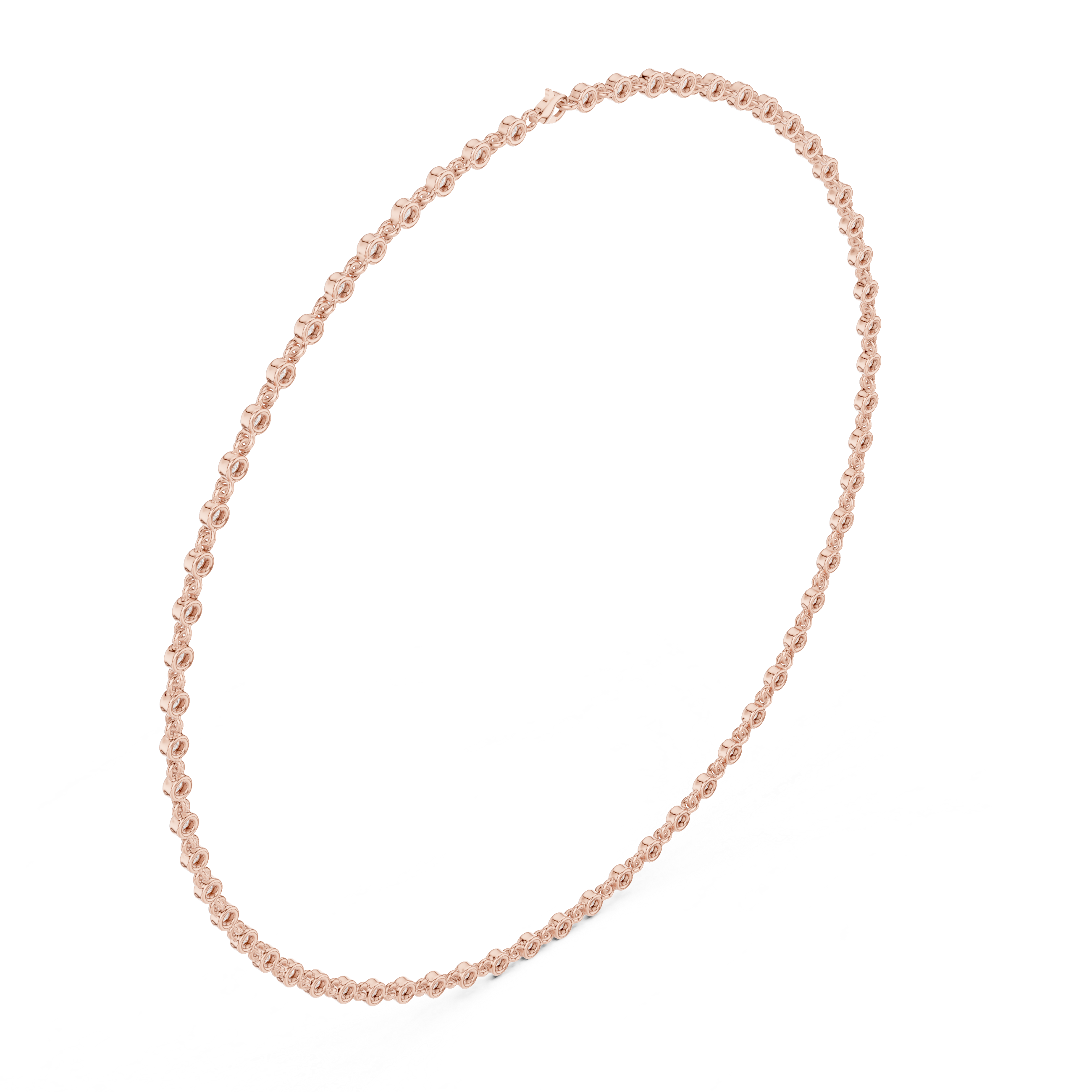 White Gold Nature Inspired Diamond Bezel Set Necklace for Women, Luxury Wedding Jewelry, Elegant Round Diamond Necklace Design