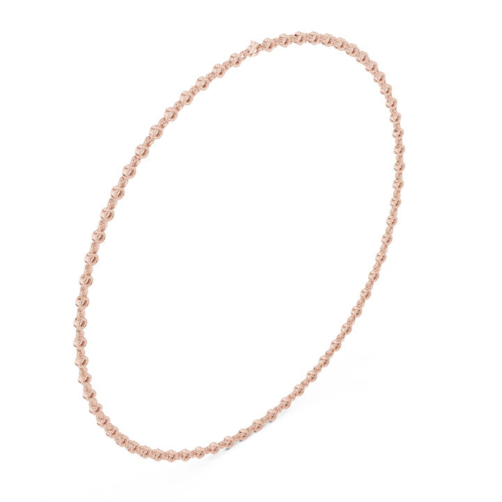 White Gold Nature Inspired Diamond Bezel Set Necklace for Women, Luxury Wedding Jewelry, Elegant Round Diamond Necklace Design