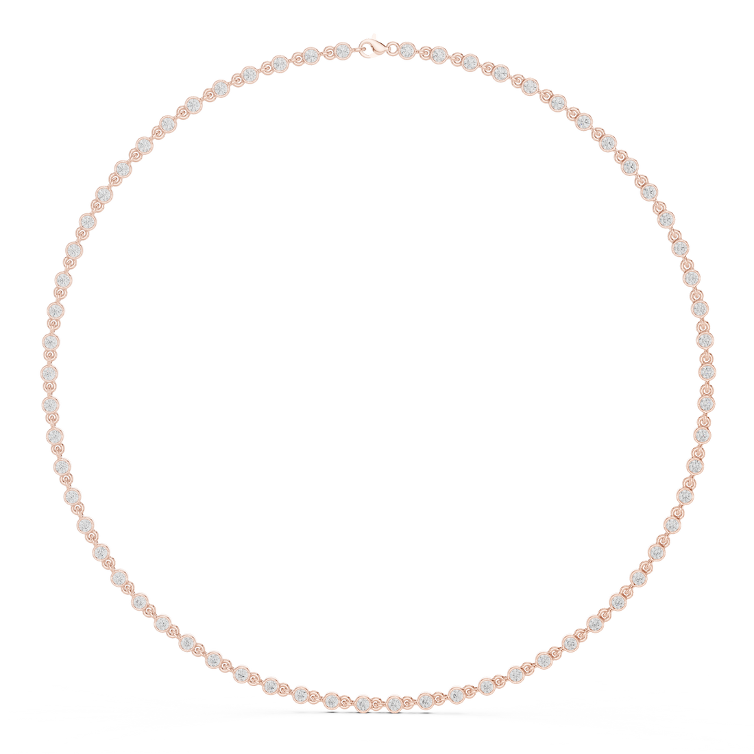 White Gold Nature Inspired Diamond Bezel Set Necklace for Women, Luxury Wedding Jewelry, Elegant Round Diamond Necklace Design