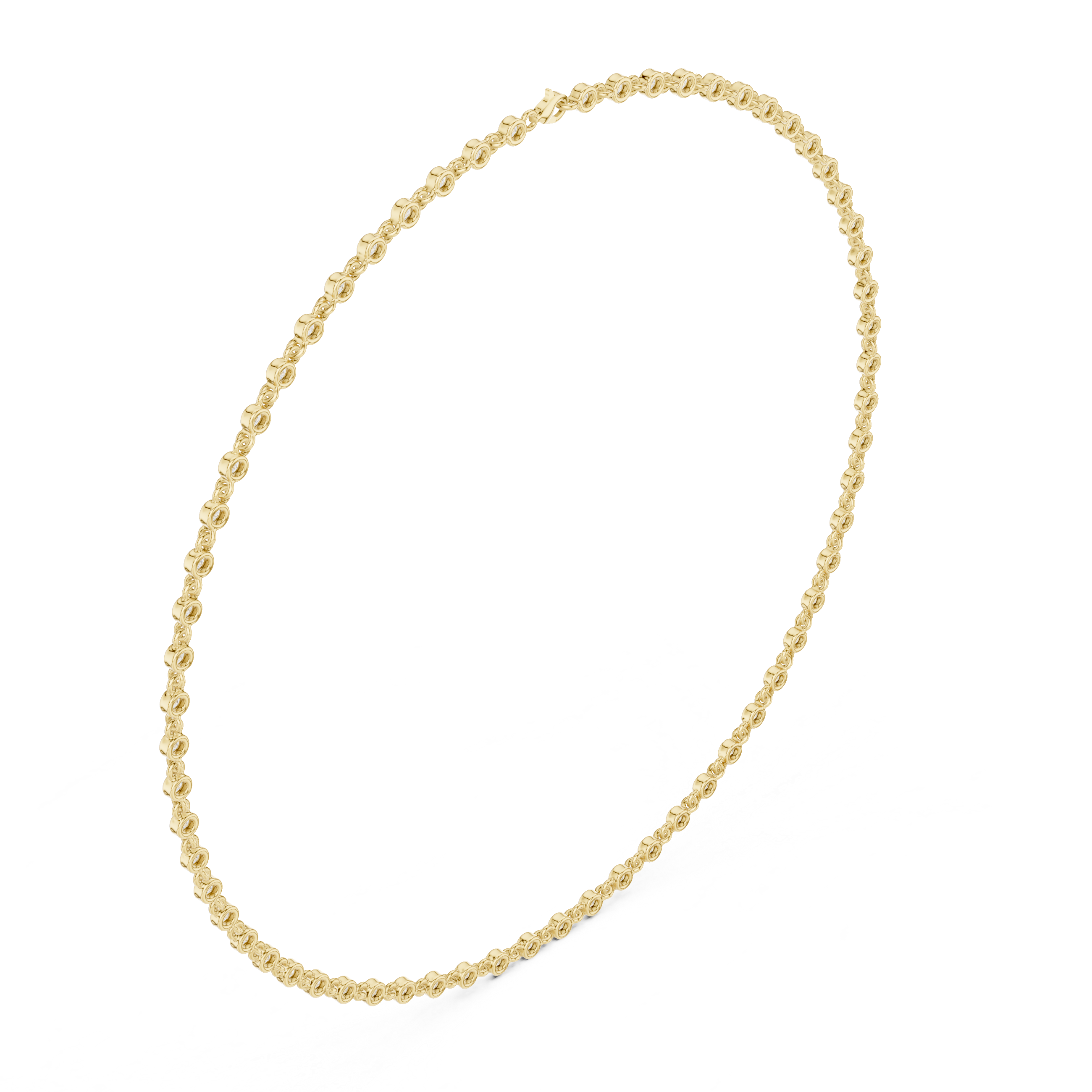 White Gold Nature Inspired Diamond Bezel Set Necklace for Women, Luxury Wedding Jewelry, Elegant Round Diamond Necklace Design