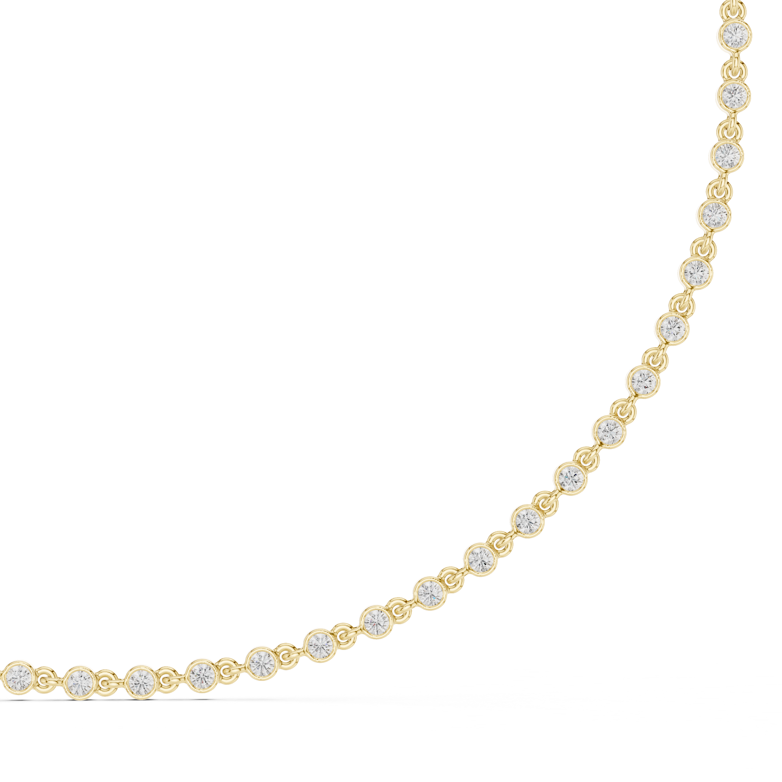 White Gold Nature Inspired Diamond Bezel Set Necklace for Women, Luxury Wedding Jewelry, Elegant Round Diamond Necklace Design