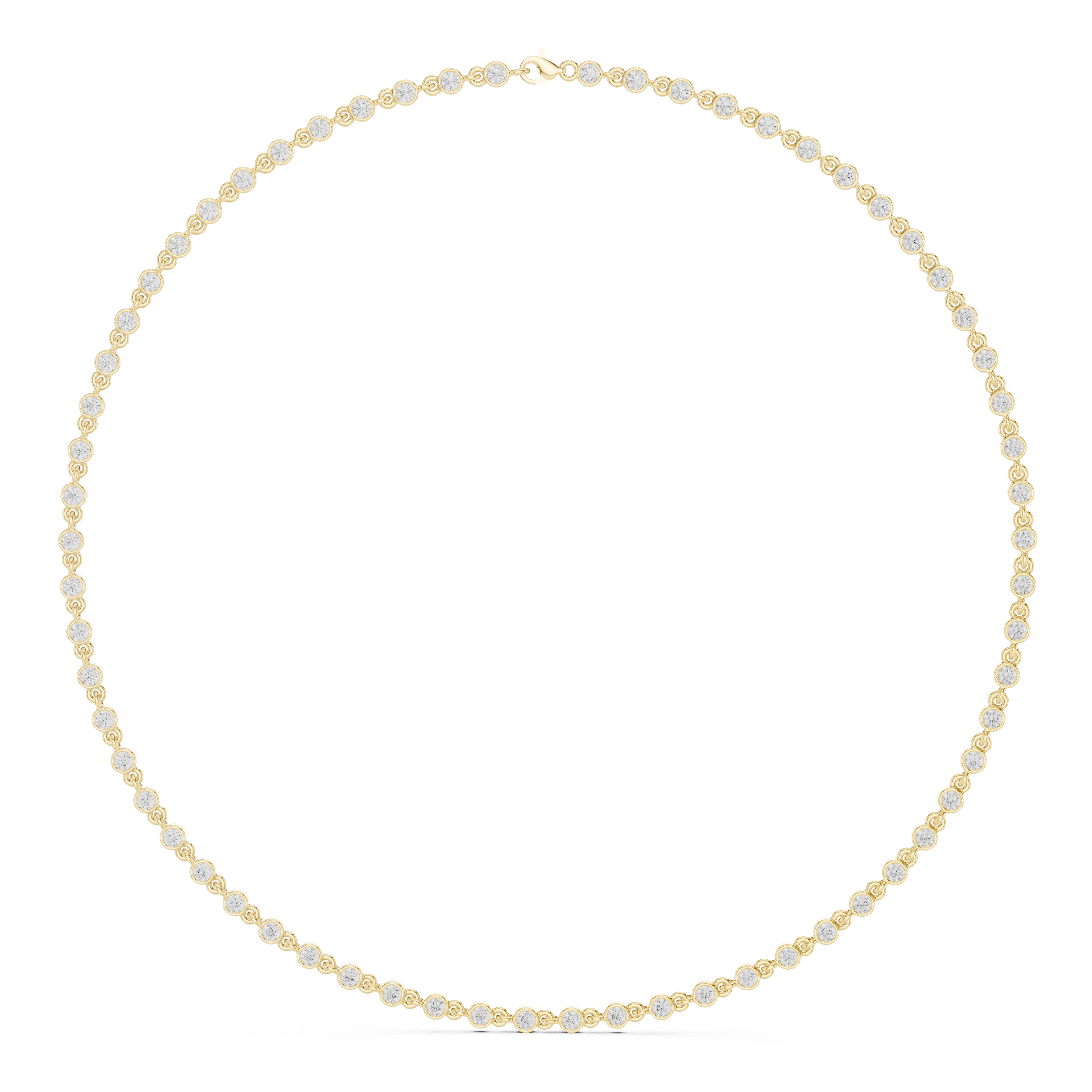 White Gold Nature Inspired Diamond Bezel Set Necklace for Women, Luxury Wedding Jewelry, Elegant Round Diamond Necklace Design