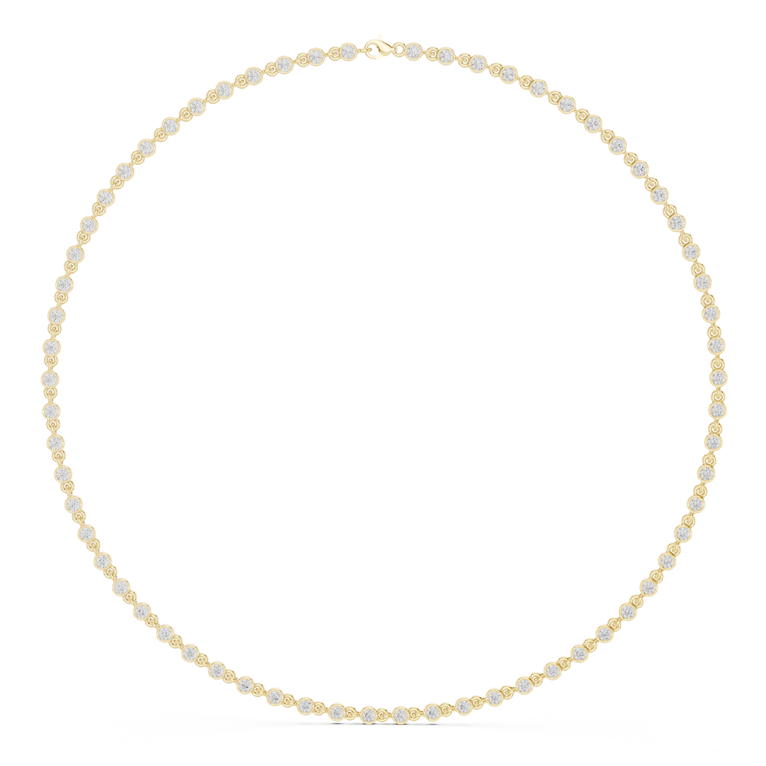 White Gold Nature Inspired Diamond Bezel Set Necklace for Women, Luxury Wedding Jewelry, Elegant Round Diamond Necklace Design