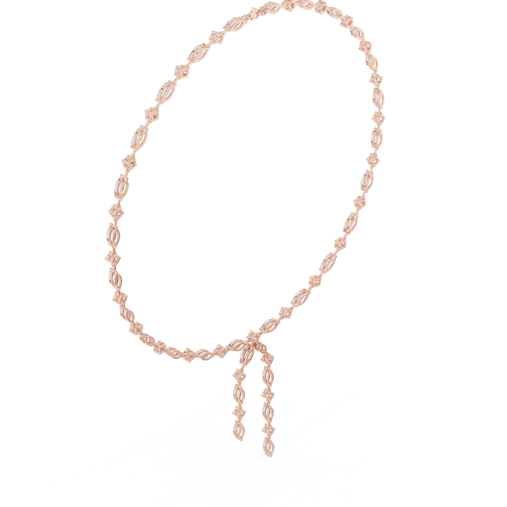 Luxury Rose Gold Diamond Y Necklace for Women, Elegant Wedding Statement Jewelry, Designer Bridal Necklace Gift