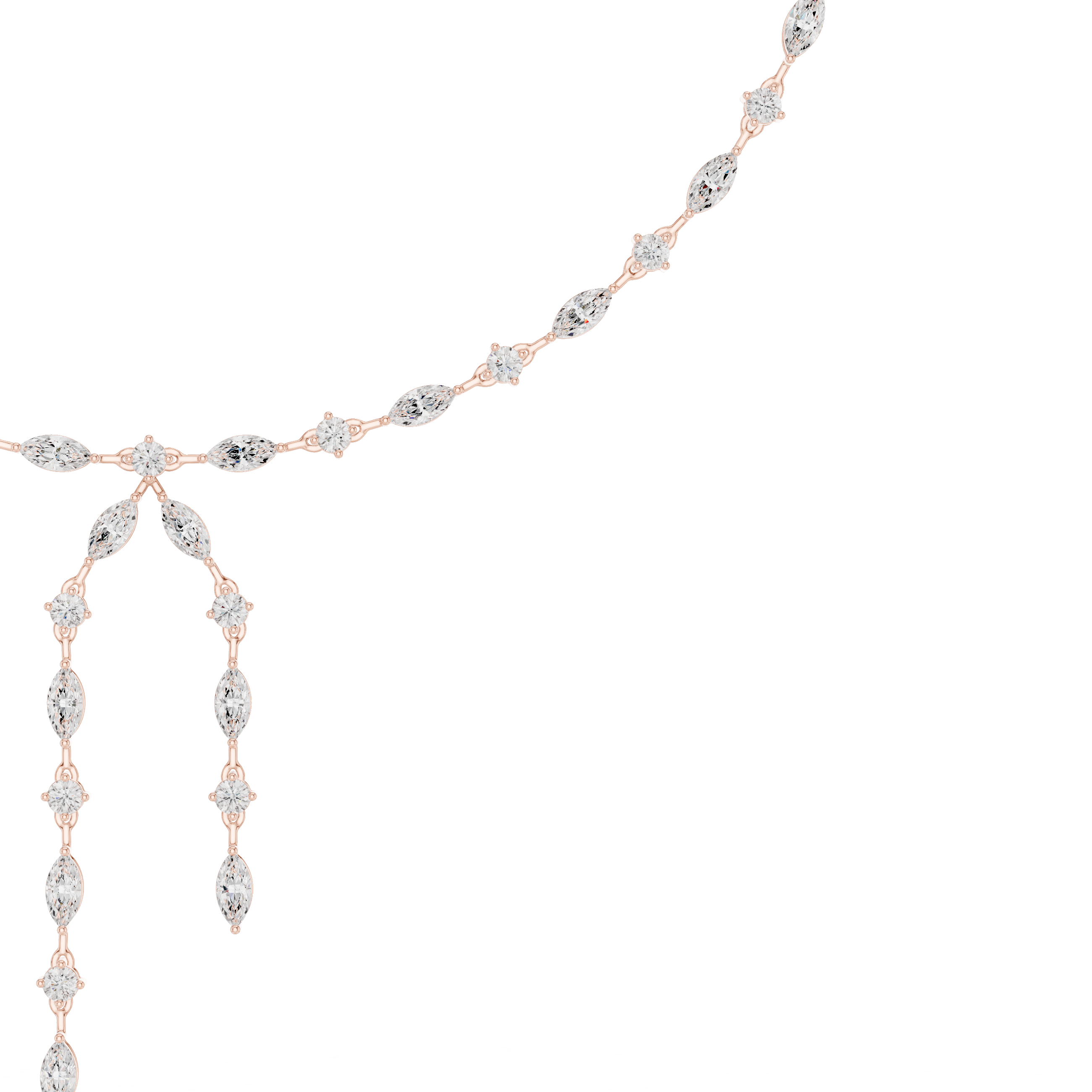 Luxury Rose Gold Diamond Y Necklace for Women, Elegant Wedding Statement Jewelry, Designer Bridal Necklace Gift