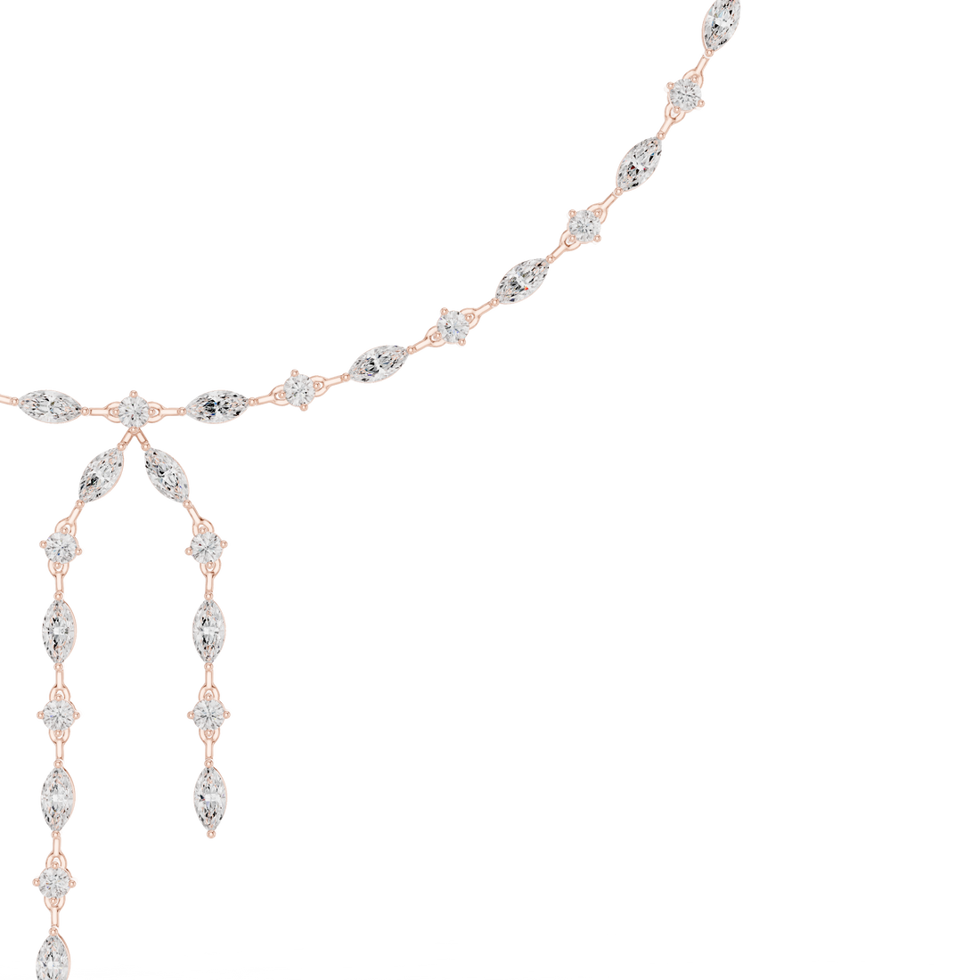 Luxury Rose Gold Diamond Y Necklace for Women, Elegant Wedding Statement Jewelry, Designer Bridal Necklace Gift