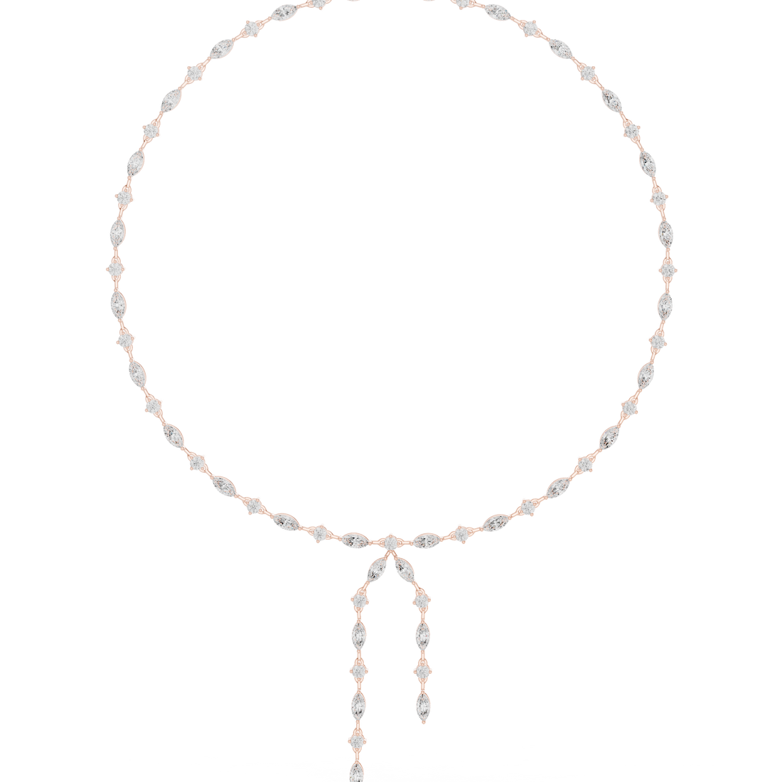 Luxury Rose Gold Diamond Y Necklace for Women, Elegant Wedding Statement Jewelry, Designer Bridal Necklace Gift