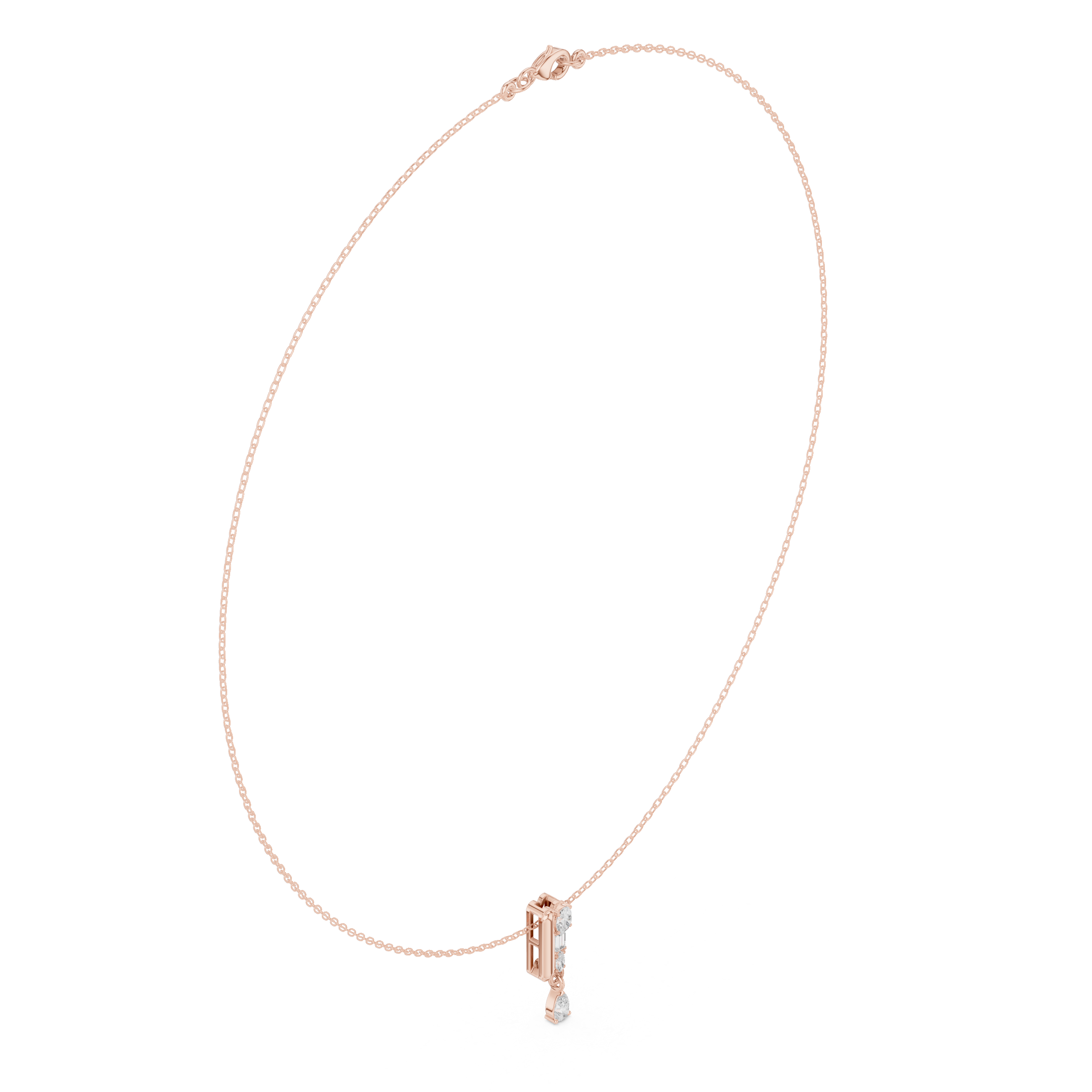 Elegant Rose Gold Diamond Lariat Necklace for Women, Luxury Bridal Statement Jewelry, Sparkling Gift for Her