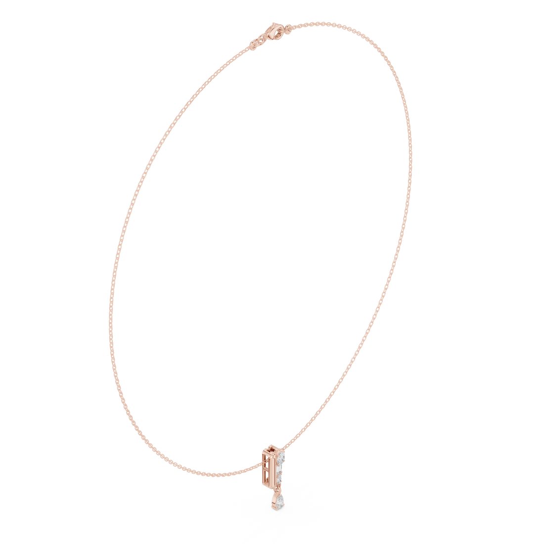 Elegant Rose Gold Diamond Lariat Necklace for Women, Luxury Bridal Statement Jewelry, Sparkling Gift for Her