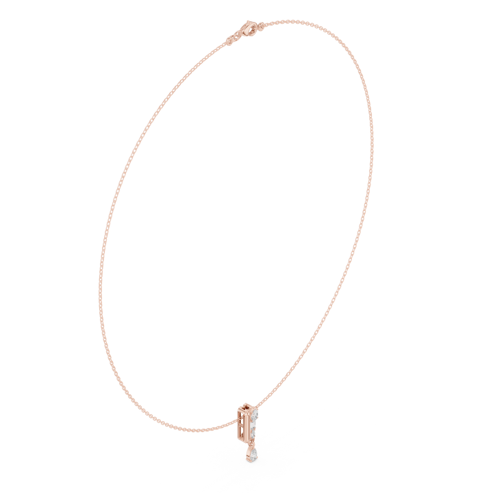 Elegant Rose Gold Diamond Lariat Necklace for Women, Luxury Bridal Statement Jewelry, Sparkling Gift for Her