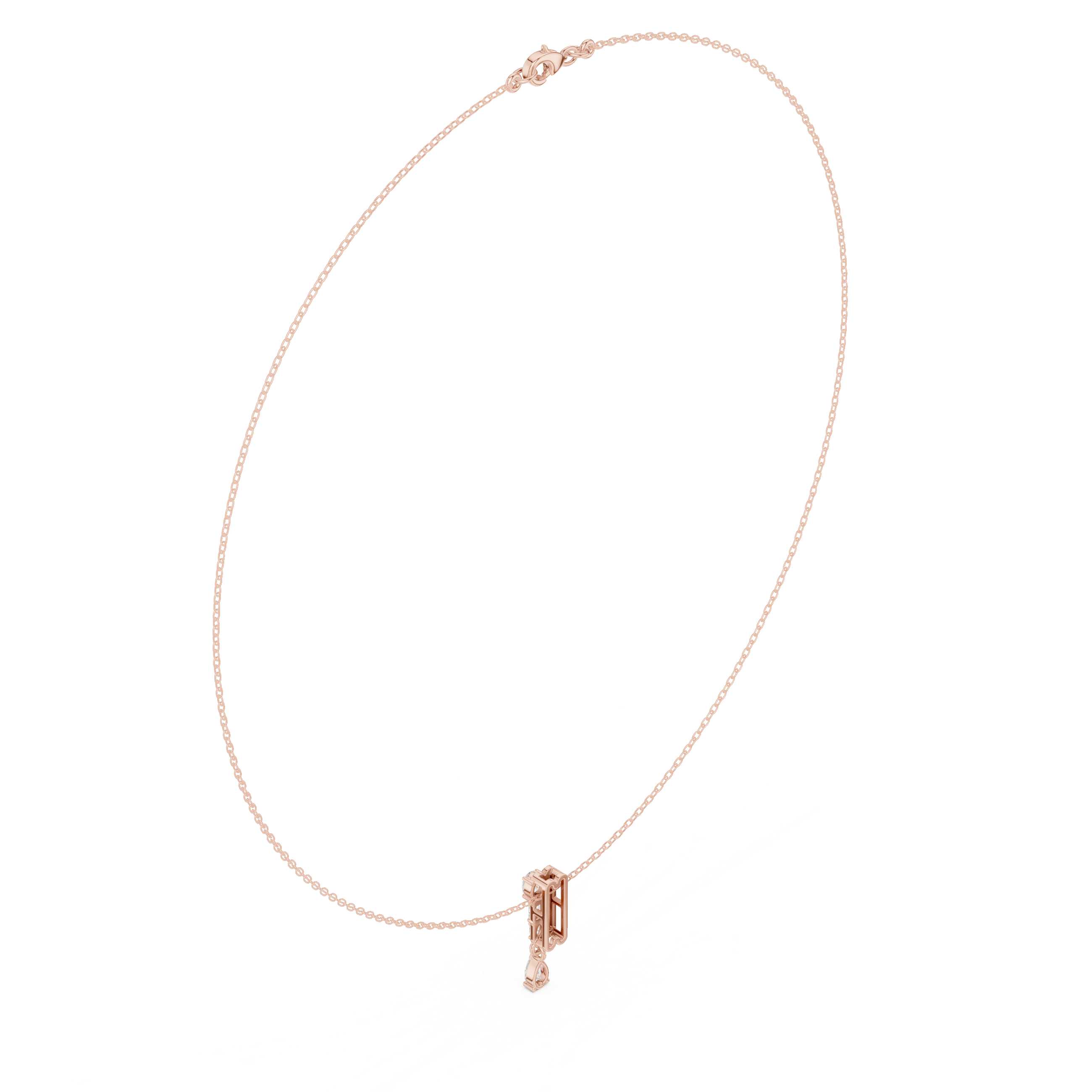 Elegant Rose Gold Diamond Lariat Necklace for Women, Luxury Bridal Statement Jewelry, Sparkling Gift for Her