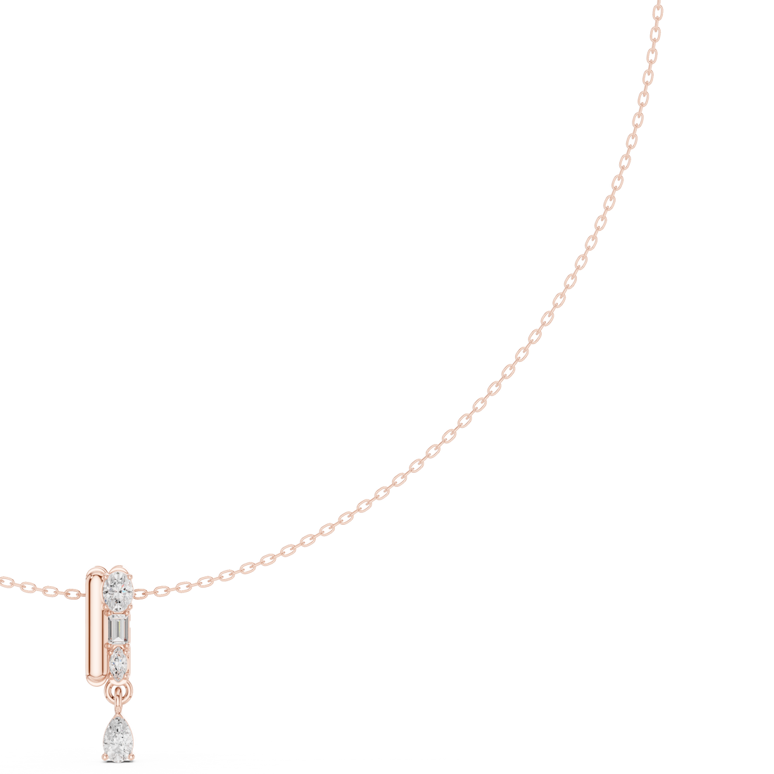 Elegant Rose Gold Diamond Lariat Necklace for Women, Luxury Bridal Statement Jewelry, Sparkling Gift for Her