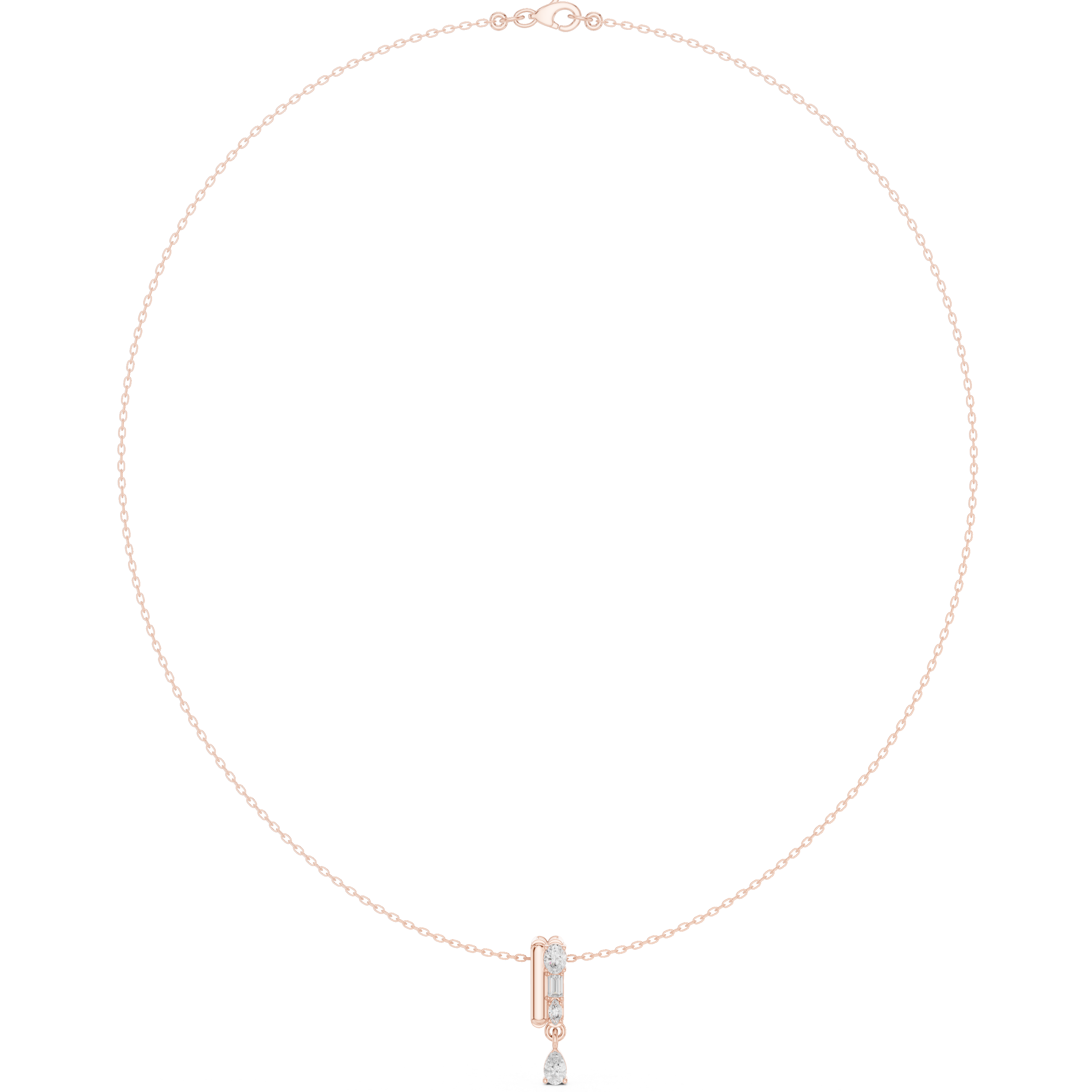 Elegant Rose Gold Diamond Lariat Necklace for Women, Luxury Bridal Statement Jewelry, Sparkling Gift for Her
