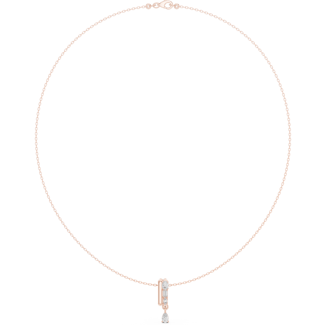 Elegant Rose Gold Diamond Lariat Necklace for Women, Luxury Bridal Statement Jewelry, Sparkling Gift for Her