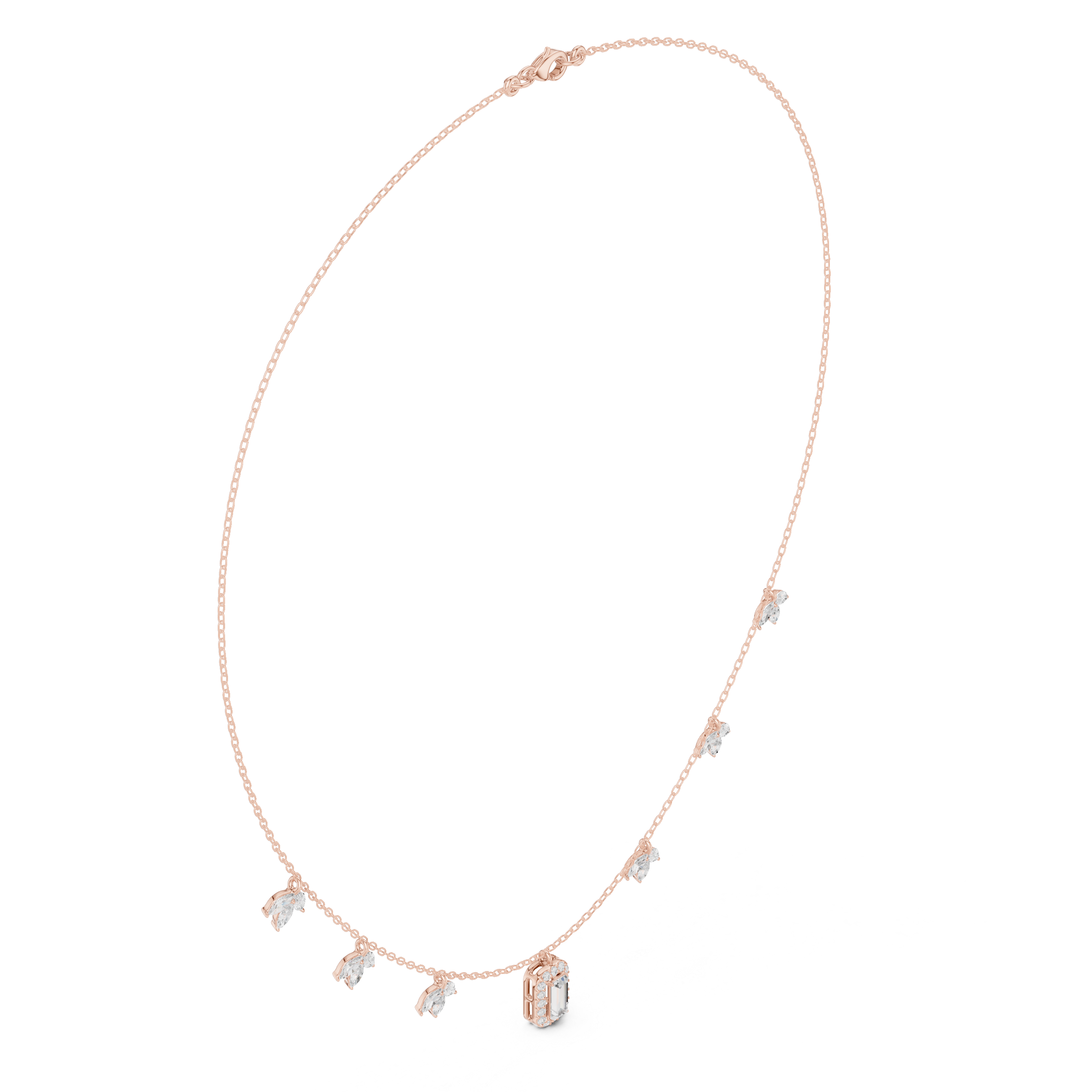Minimalist Rose Gold Diamond Charm Necklace for Women, Elegant Leaf Motif Bridal Jewelry, Fine Necklace Gift