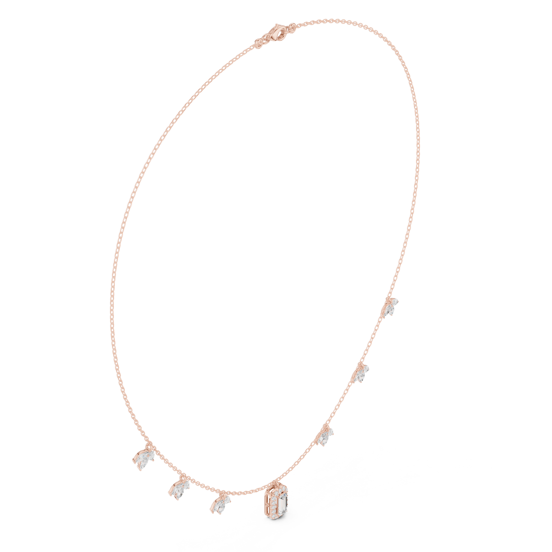 Minimalist Rose Gold Diamond Charm Necklace for Women, Elegant Leaf Motif Bridal Jewelry, Fine Necklace Gift