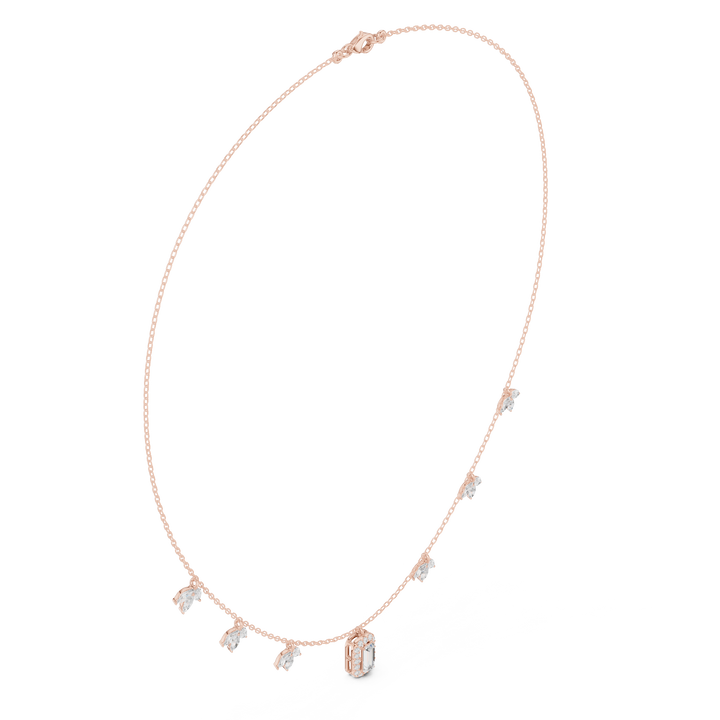 Minimalist Rose Gold Diamond Charm Necklace for Women, Elegant Leaf Motif Bridal Jewelry, Fine Necklace Gift