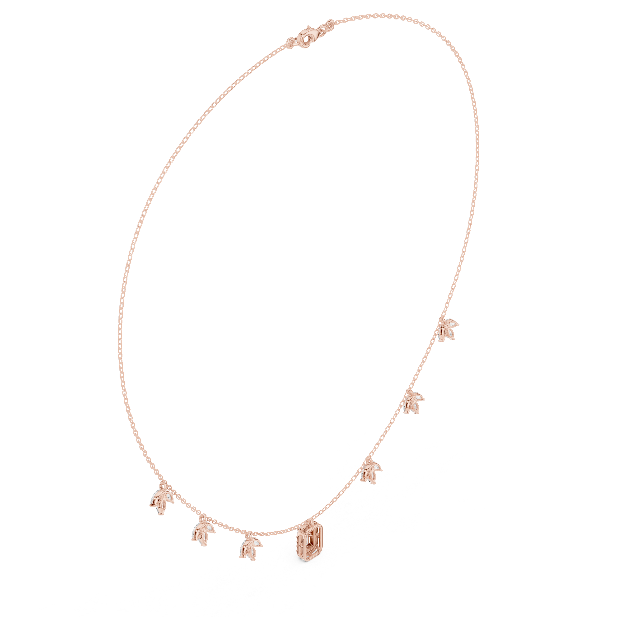 Minimalist Rose Gold Diamond Charm Necklace for Women, Elegant Leaf Motif Bridal Jewelry, Fine Necklace Gift