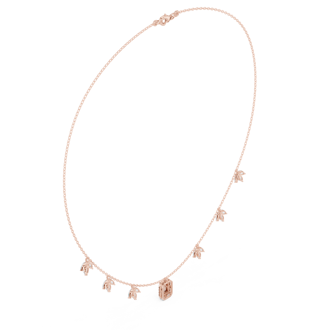 Minimalist Rose Gold Diamond Charm Necklace for Women, Elegant Leaf Motif Bridal Jewelry, Fine Necklace Gift